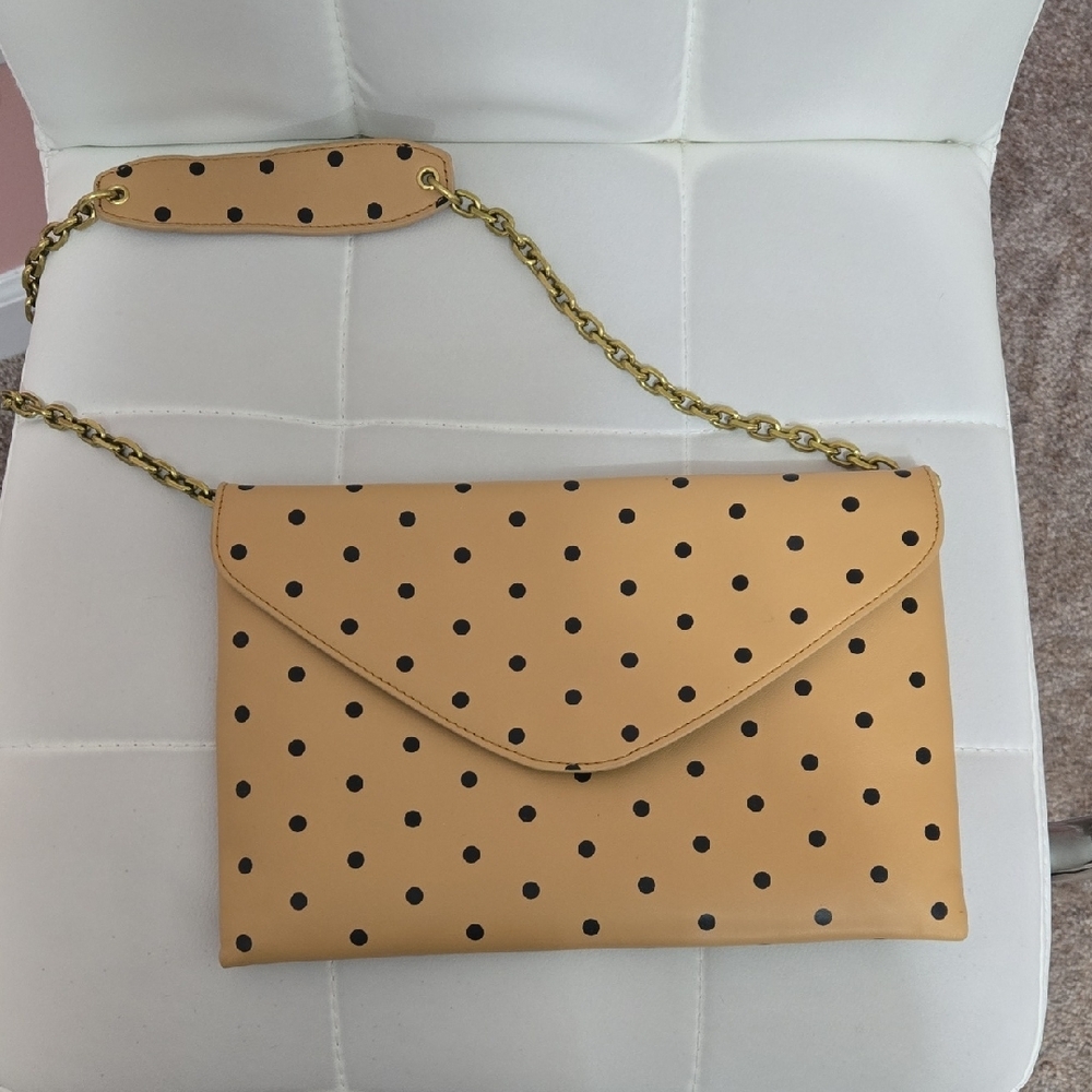 Polka Dot Tan Clutch Bag